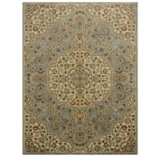 Royalty Medallion Traditional Area Rug, Blue/Ivory, 7'8"x10'4"