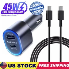 Original 45W Fast Car Charger Type-C Cable For Samsung S25 S24 FE S23 Ultra S22