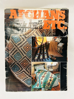 Vintage Afghan Knit Crochet Pattern Book by Bucilla Volume 44 Softcover 1979