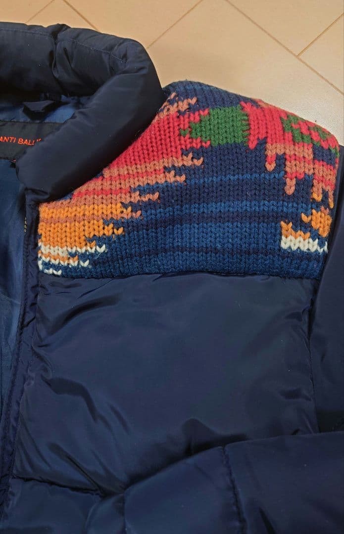 Anti Ballistic Native Pattern Down Jacket M Navy … - image 8