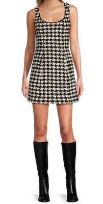 ANTONIO MELANI MACY DRESS WOOL BLEND SHEATH SLEEVELESS HOUNDSTOOTH