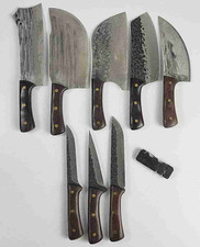 Butcher Kitchen Chef Knife Set Of 8 Stainless Steel Meat Chopping Bone Knife