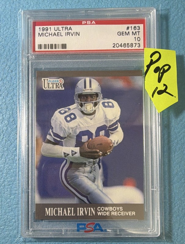 Michael Irvin Pop 12 Fleer 1991 Ultra #163 Dallas Cowboys PSA 10 GEM MT