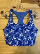 All In Motion Blue And While Gold Sports Bra L Removable Pads, Racerback,