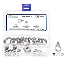 Shoulder Eye Bolt with Spring Washers, Flat Washers, Lock Nuts (M6x11mm) 6Set
