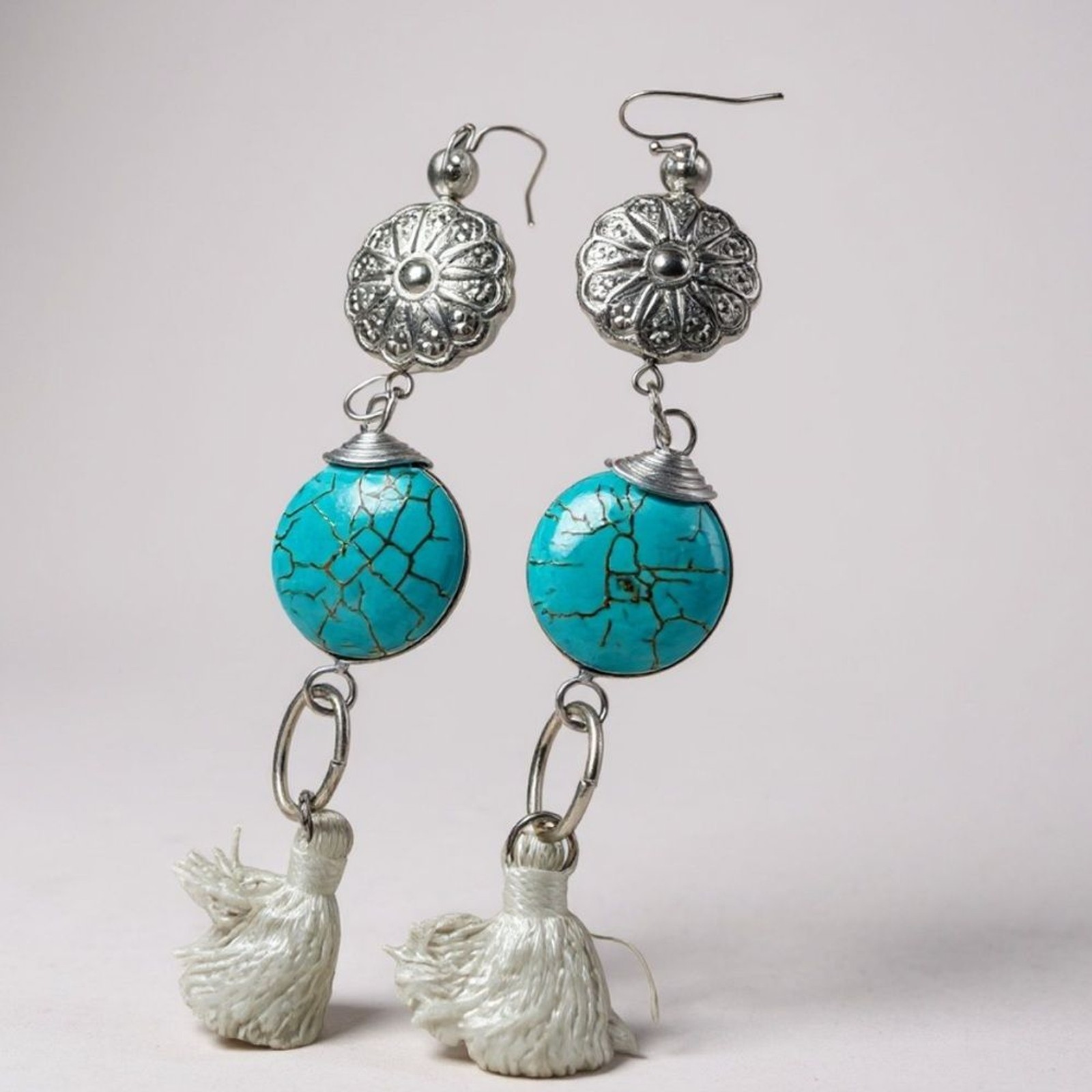 Boho Turquoise Statement Earrings Bundle Silver T… - image 3
