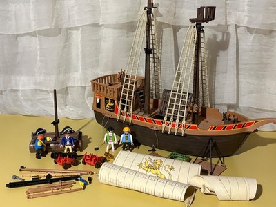 Vintage Playmobil Pirate Ship, Figures, Accessories,  3053 -  Incomplete set.