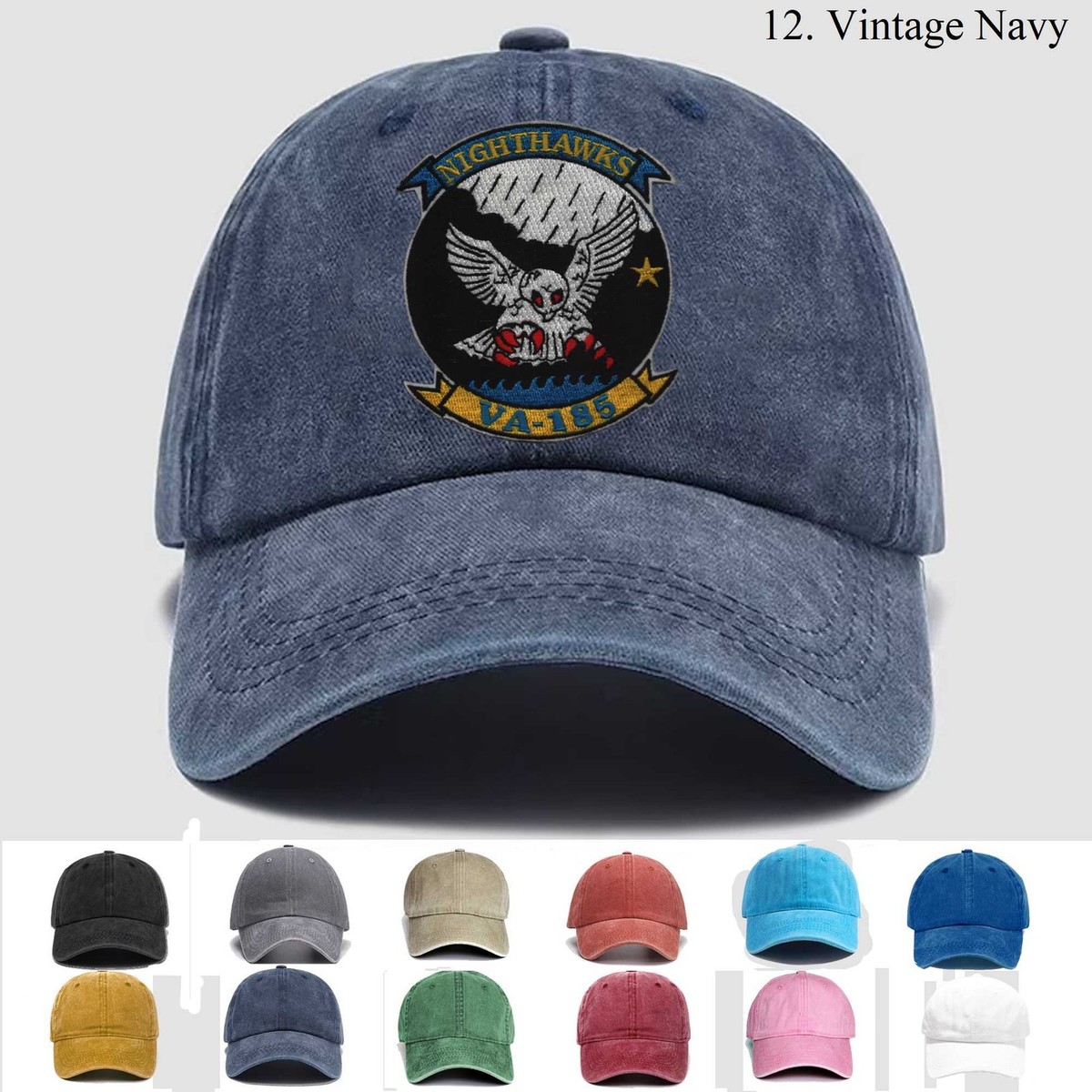 Custom Embroidered Hat Us Naval Aviation Strike Attack Squadron 185  Nighthawks