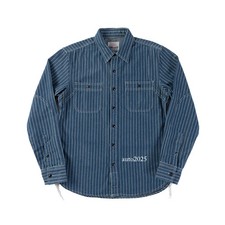 NON STOCK Vintage Stripe Men's Work Denim Railroad Long Sleeve Wabash Shirt
