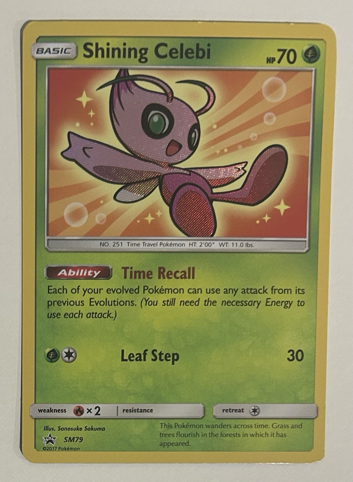 Shining Celebi Promo Holo SM79/SM Sm 2017 ENG Basic Pokemon TCG Card 70 HP