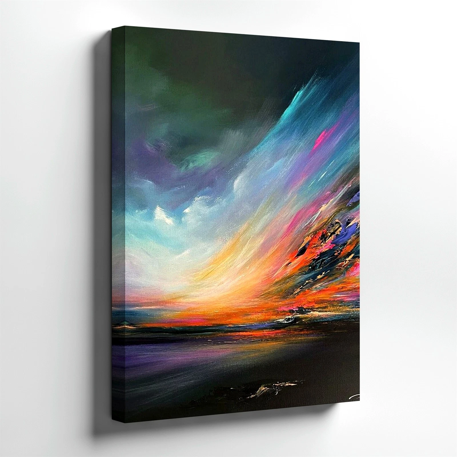 Wall Art Abstract Seascape Sunset Canvas Print Colorful Coastal Landscape Poster