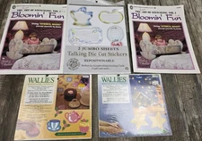 Craft LOT! Bloomin' Fun 1993 The Fun Art of Stenciling, 2 Wallies Cut Outs, More