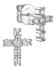 Moissanite Cross Earrings for Men Women - S925 Sterling Silver Cross Stud Eea...