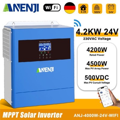 4.2kW 24V Solar Wechselrichter Hybrid Off-Grid MPPT Charge 100A 500V 230Vac WIFI