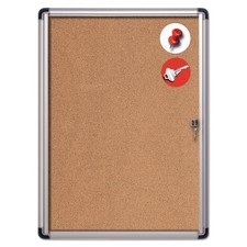 MasterVision SlimLine Enclosed Cork Bulletin Board 28x38 VT630101690