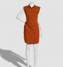 Calvin Klein Women Orange Sleeveless Unlined Faux Wrap Dress Size: M