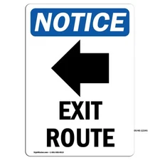 Exit Route With Symbol OSHA Notice Sign Metal Plastic Decal