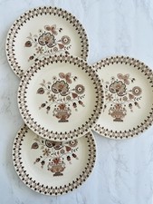 Set of 4 Vintage Jamestown Brown Ironstone Dinner Plates by Johnson Brothers 