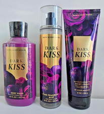 NEW Bath  Body Works Dark Kiss Fine Fragrance Mist, Body Cream  Body Wash-3 Pc