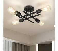 TOZING 16 In. Black Modern Farmhouse Semi-Flush Mount Ceiling Light Fixtures