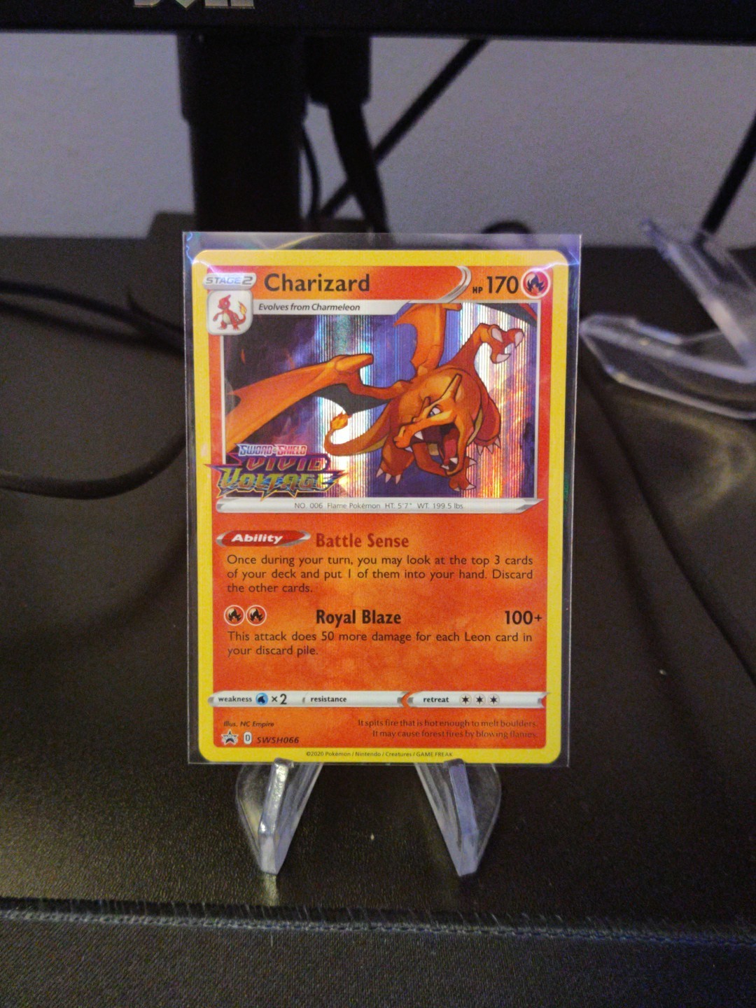 Pokemon TCG Charizard SWSH066 Prerelease Holo Vivid Voltage Stamped NM