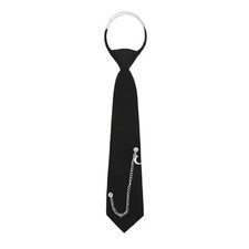 Ties for Women Men, Punk Metal Chain Necktie Pre-Tied Moon Shape-silver