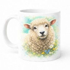 Brew Crew Gifts Sheep Watercolour Mug White Ceramic 11 Oz Dishwasher Safe