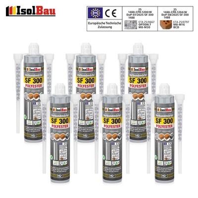 6 x 300ml Injektionsmörtel Verbundmörtel SF 300 12 x Mischer Montagemörtel