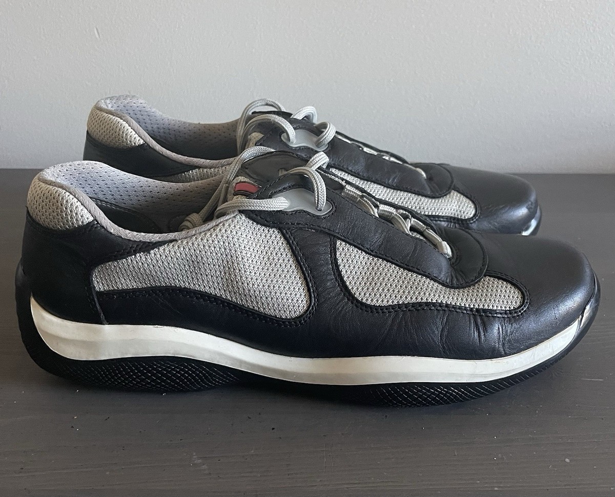Prada America's Cup Sneakers Mens sz 8 Black Grey PS0906 | eBay