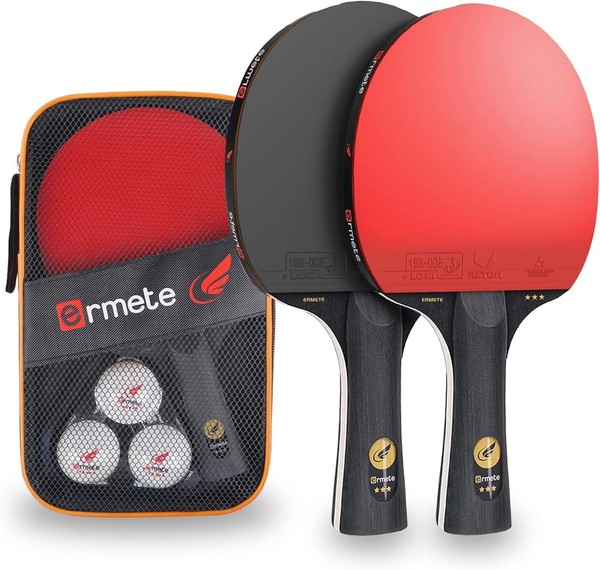 Tischtennis Set 2 SchläGer Profi 3 BäLle Tragetasche FüR AnfäNger Familien-image