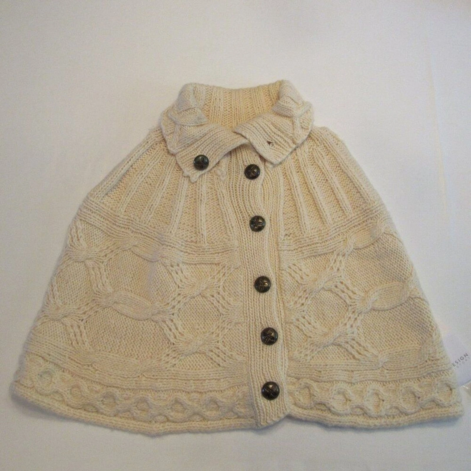 Design History Wool Blend Shrug Shawl Poncho Sweater Pearl NWT
