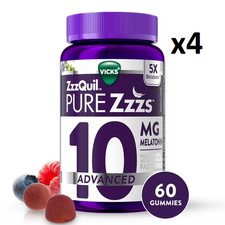   Vicks ZzzQuil PURE Zzzs, Advan 10Mg Melatonin Gummies, Berry 240Ct x4 60CT   