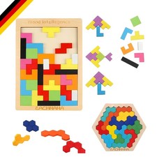 Holzpuzzle Tetris und Tangram Geometrie für Kinder ab 3 Jahre kreatives Lerns...