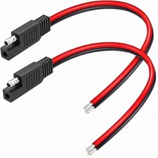 14AWG 2 Pin SAE Extension Cable Black Red 1FT Quick Disconnect Plug 2PCS SAE