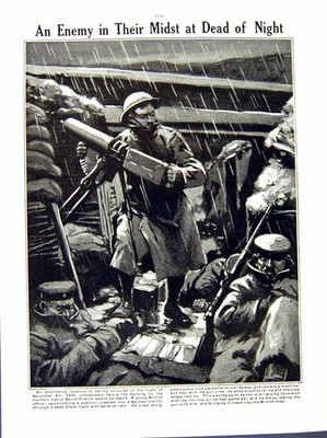Original alter antiker Druck 1916 Weltkrieg Siers Ward Jones weißer Zenithgraben