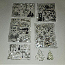 Clear Stamps Mixed Lot Christmas Tree Stocking House Reindeer Snowman READ