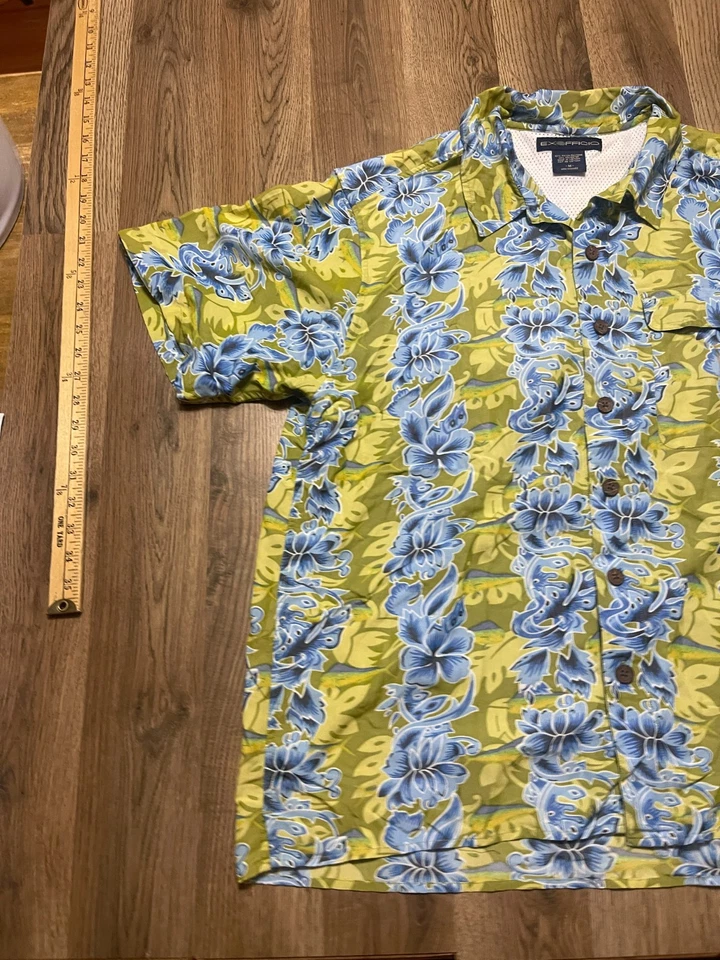 Exoffiio Shirt, Men's Size Medium, Blue Green, Button Up Shirt - Image 3 of 4