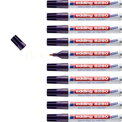 edding 8280 securitas uv marker - colourless - 10 pens- round nib 1.5-3 mm - bla