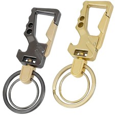 2 Pcs Carabiner Keychain Clip Car key Chains with Bottle Opener  2 Key Rings