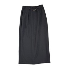 Briggs Black Maxi Skirt Size M Gold Hardware Detail Back Vent USA Made 297-R98