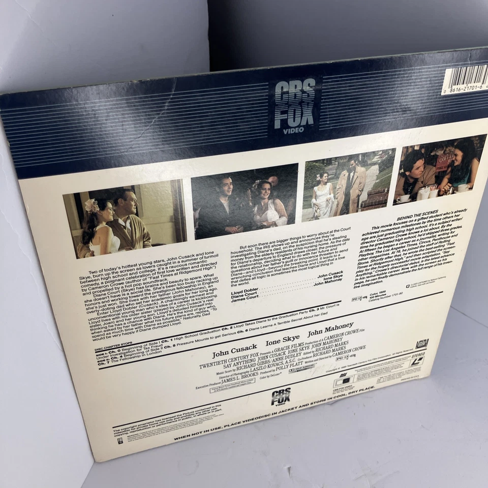 LASERDISC Say Anything starring John Cusack Ione Skye, Directed by Cameron Crowe - Imagem 3 de 4