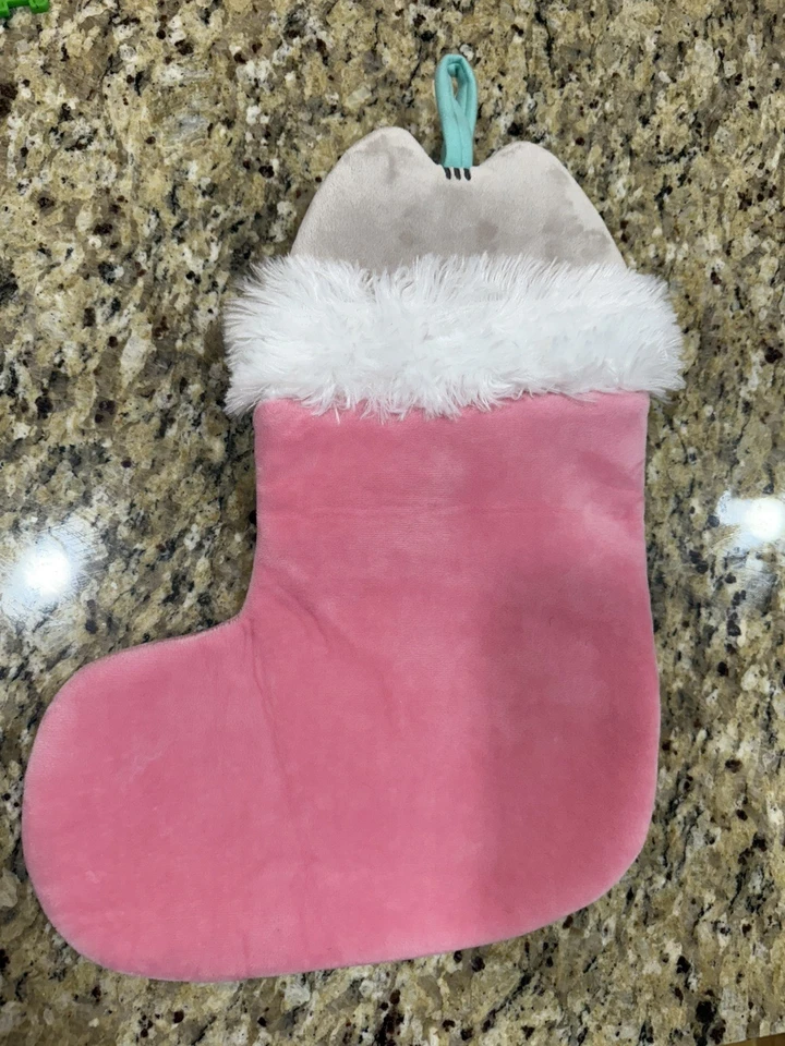 Kawaii Pusheen Christmas Stocking Plush 14”X11" Pink and White w/ Bow NWT - Image 4 of 4