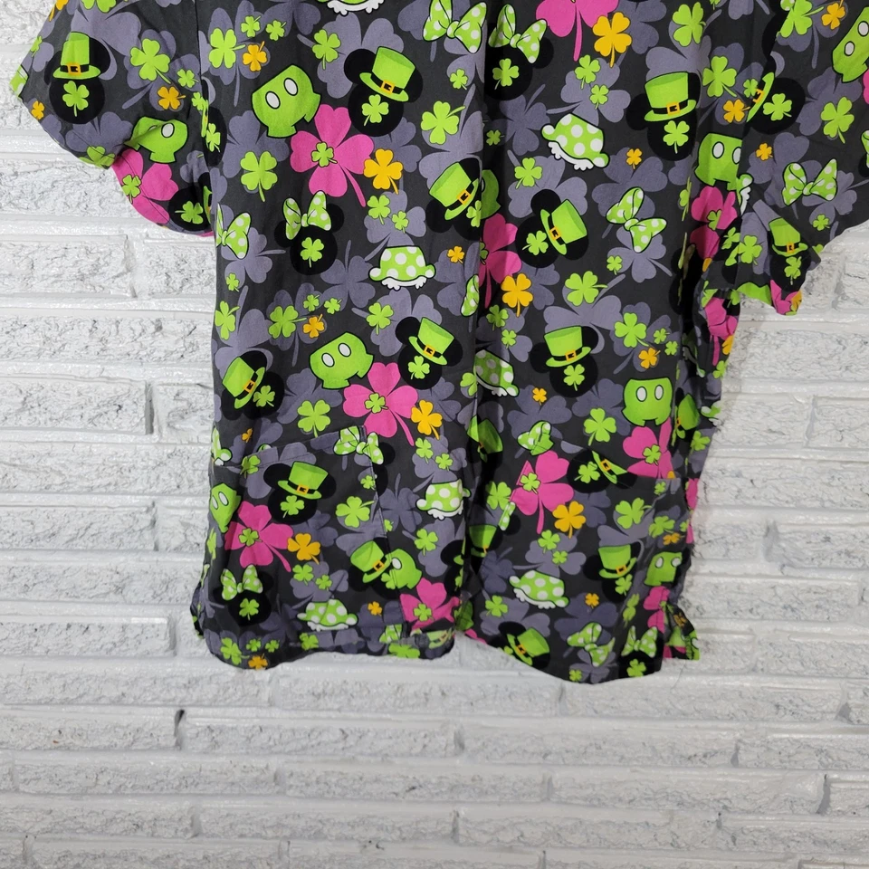 Blusa Médica Unisex Día de San Patricio Disney 3XL Plus Algodón Gris Minnie Mickey Mouse Foto 4 de 4