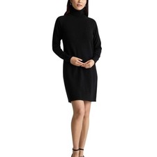 EUC Quince Women’s XL Black Mongolian Cashmere Turtleneck Sweater Mini Dress