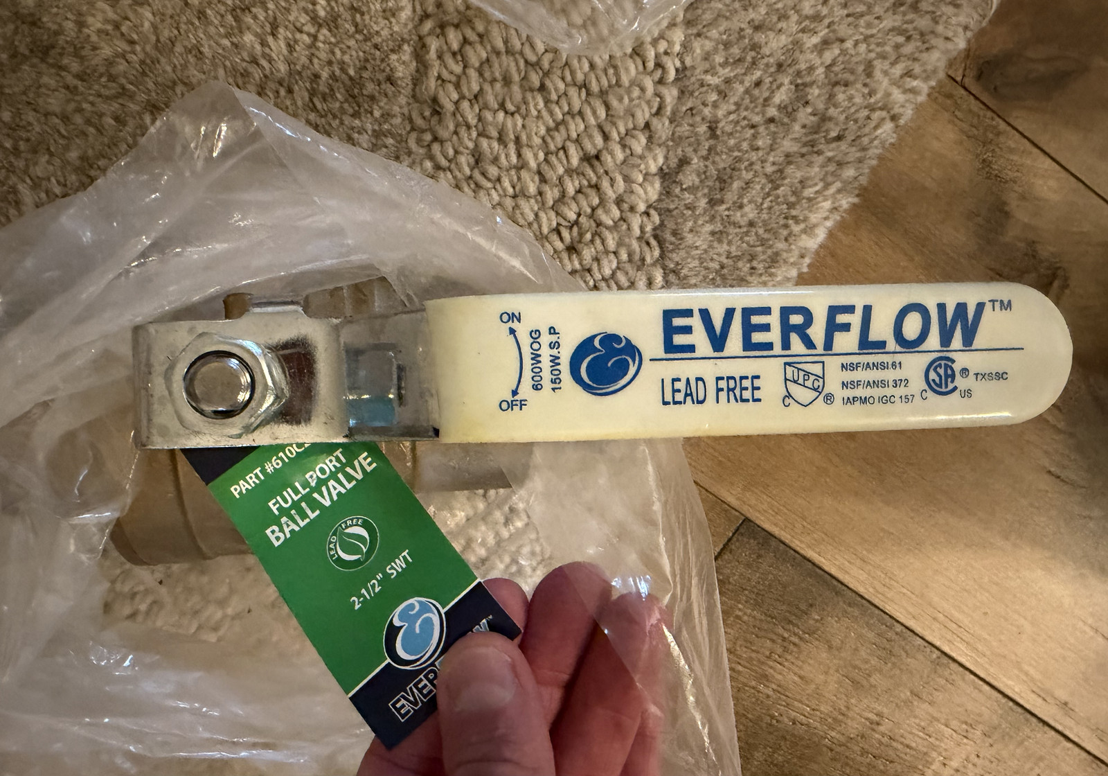 2-1/2" FULL PORT SWEAT BALL VALVE ( LEAD FREE )