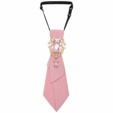 Rhinestone Pre Tied Tie for Adjustable Necktie Pink 