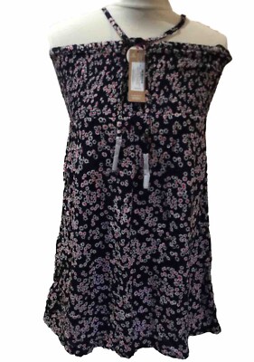 ACCESSORIZE Black Mix Cold Shoulder Floral Strappy Top BNWTS U.K.Medium