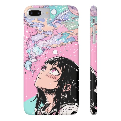 Anime Stargazing Phone Case, Slim Space iPhone Cover, Kawaii Manga Cute Girl - Picture 48 of 49