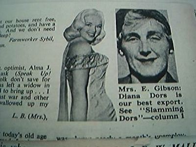 zeitungsschnitt 1956 diana dors knalldors