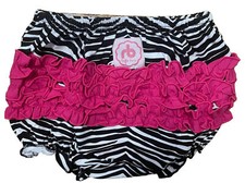 Ruffle Buns Pink Safari Baby Diaper Cover Pink Black White Size 18M-3T